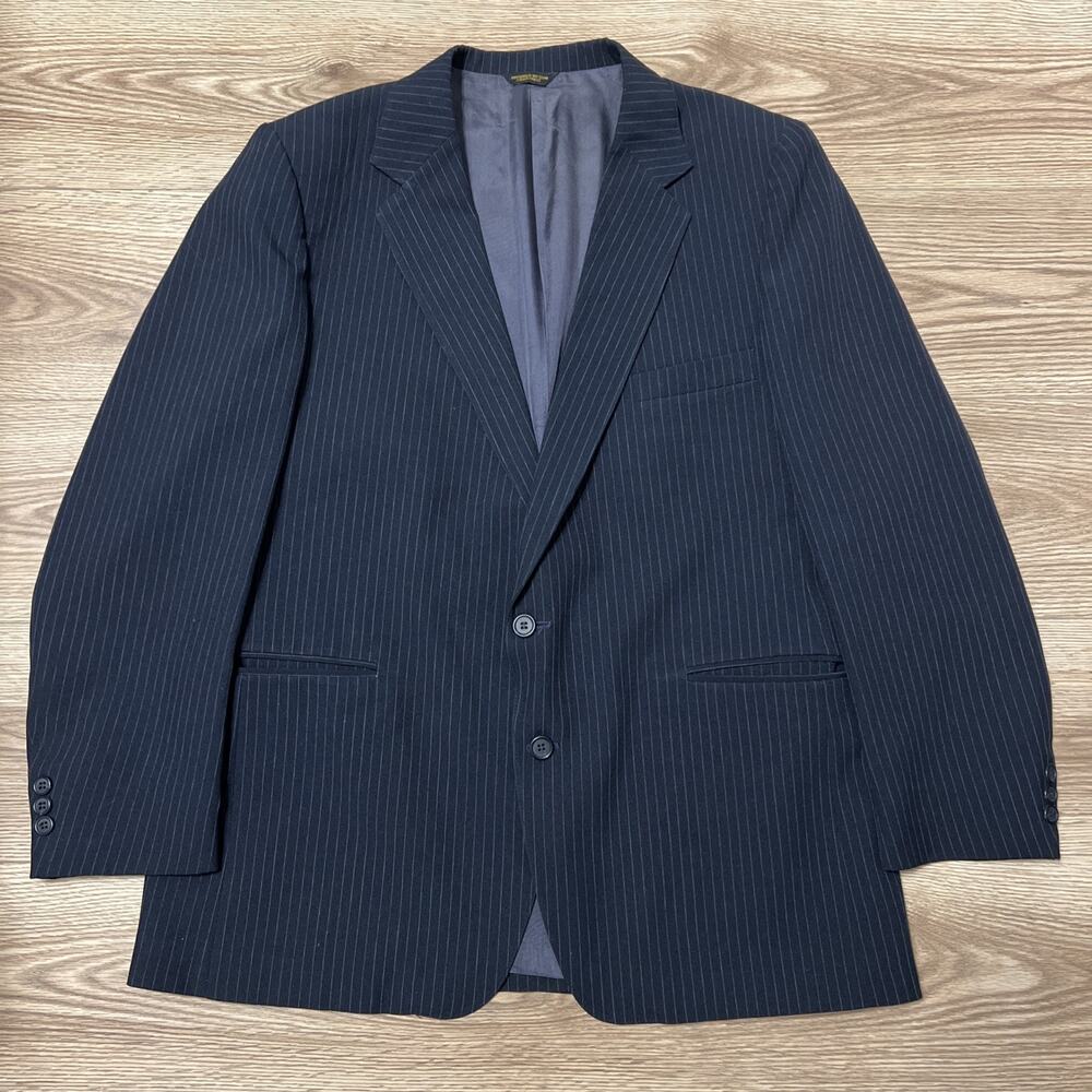 VINTAGE Levi Men’s Black Pinstripe Jacket Blazer Action Suit Size 46R (A17)